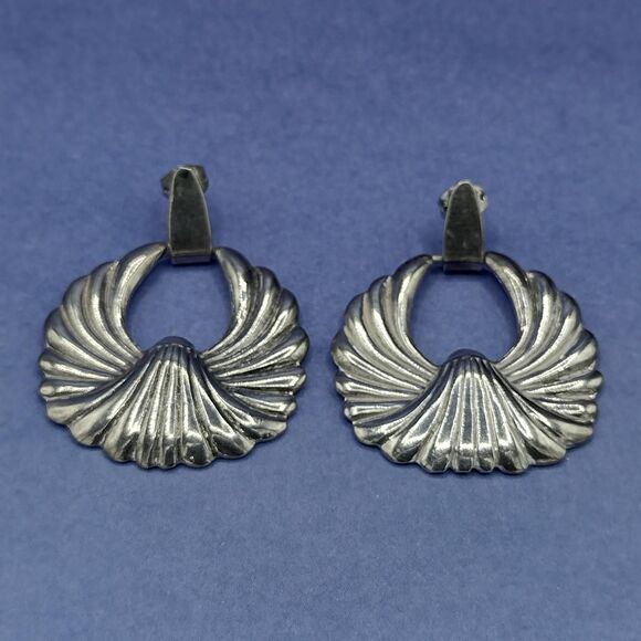 Sterling Silver 925 Door Knocker Earrings 16.9g Made in Mexico - Picture 3 of 6
